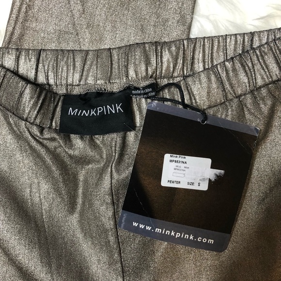 Minkpink metallic pewter zipper leggings small - Picture 5 of 6